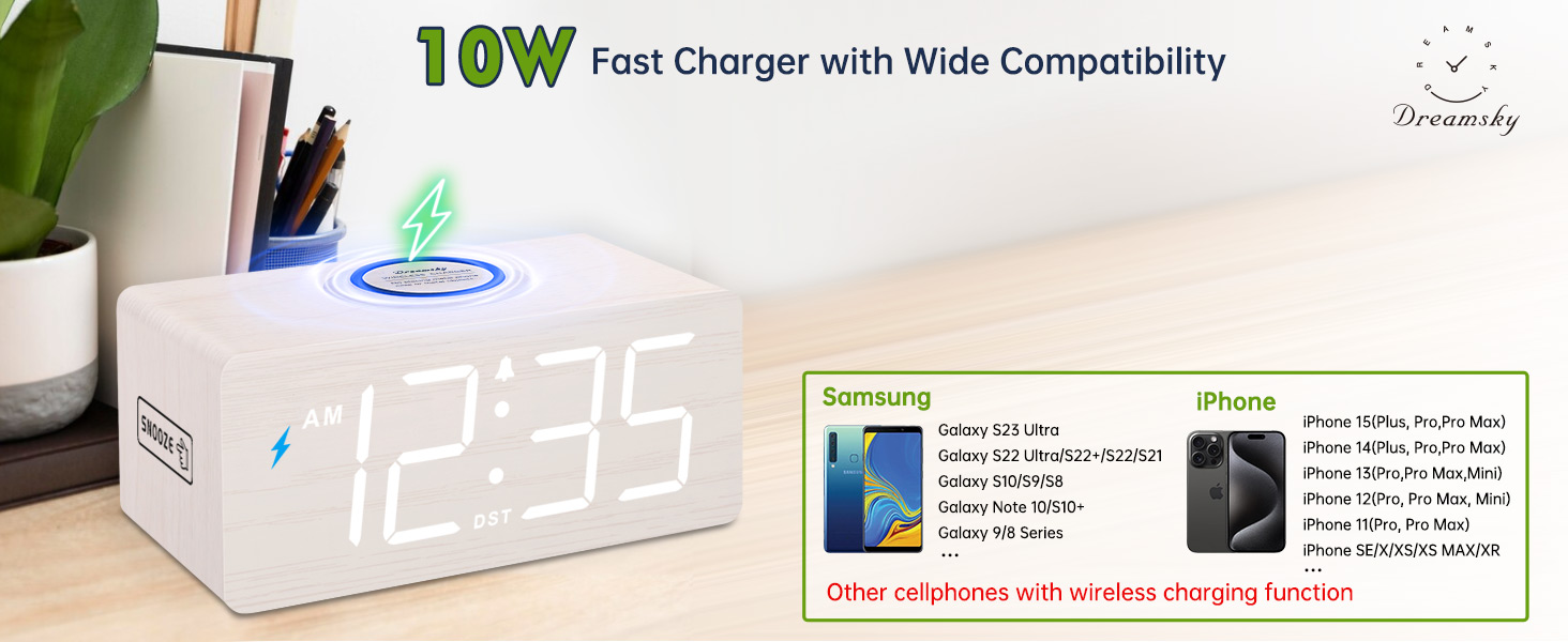 alarm clock with wireless charging