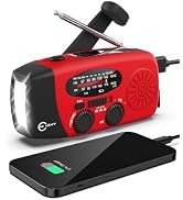 Esky Emergency Hand Crank Radio 7400mWh with 3 LED Flashlight, AM/FM/NOAA Portable Weather Radio ...