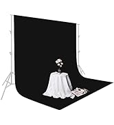 UTEBIT 5x6.5FT Black Backdrop Background for Photography, Polyester Fabric Black Photo Backdrop S...