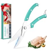 HAUSHOF 10" Poultry Shears, Stainless Steel Kitchen Scissors for Food | Serrated Blade, One-Piece...