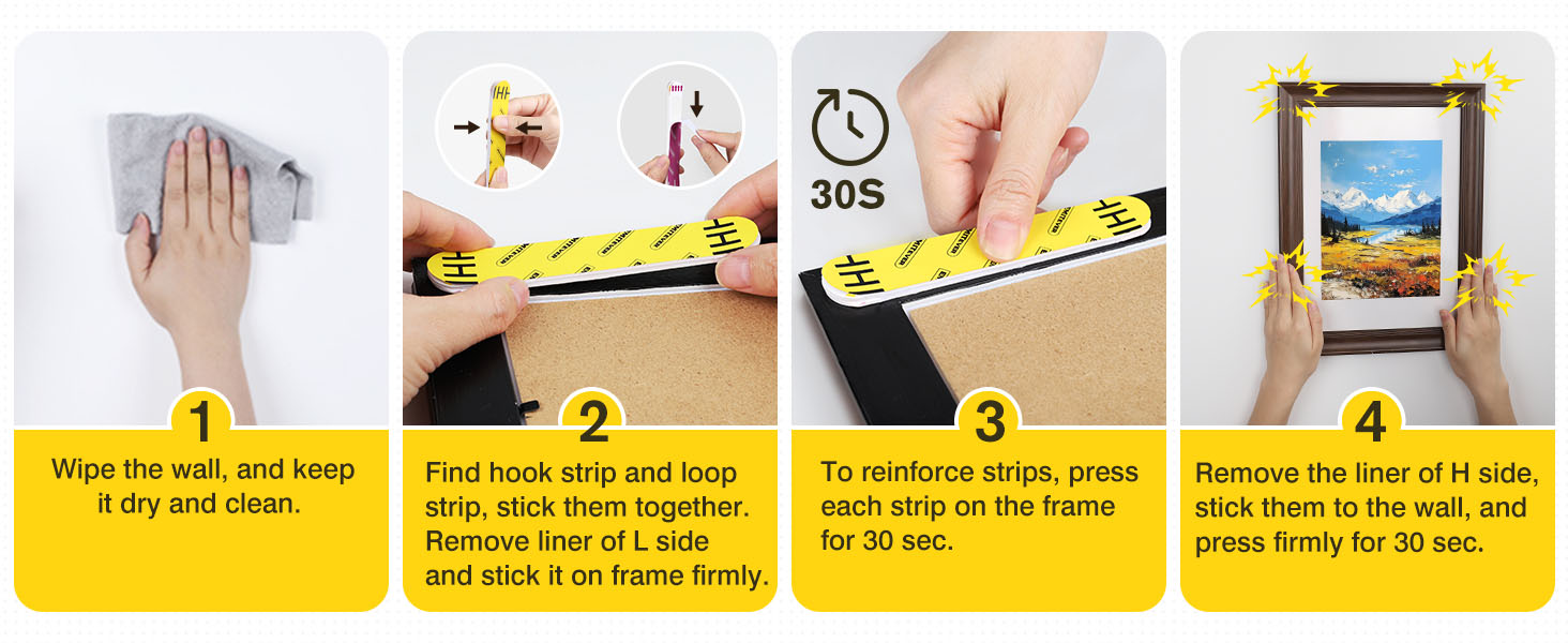 EMITEVER Picture Hanging Strips Heavy Duty, Damage Free Hanging Picture Hangers for Walls