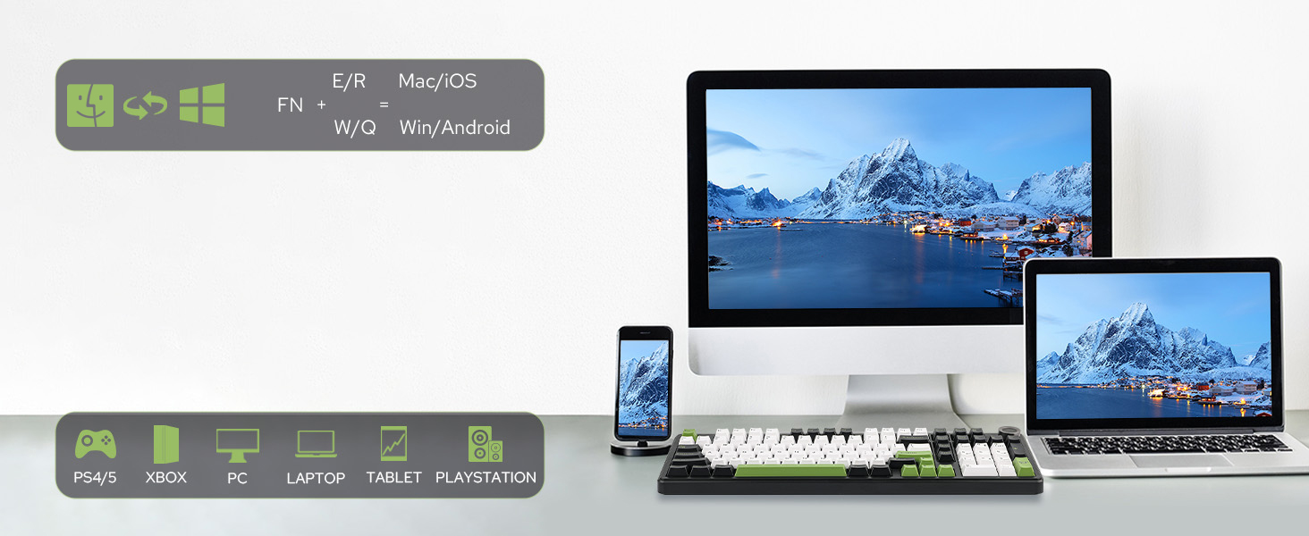 a computer monitor, keyboard, mouse, and phone on a desk.