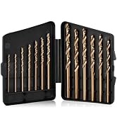 StratMet 13pcs Cobalt Drill Bit Set, M35 High Speed Steel Drill Bit Set (1/16"-1/4") for Hardened...