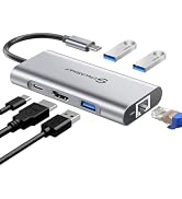 UtechSmart USB C Hub 6-in-1, 4K@60Hz USB-C to HDMI Multiport Adapter | 1Gbps Ethernet, 100W PD, 3...