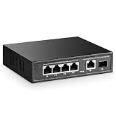 YuLinca 6 Port Mini Gigabit PoE Switch with 4 PoE+ Port, 1 Gigaibt RJ45 Uplink, 1 Gigabit SFP, IE...
