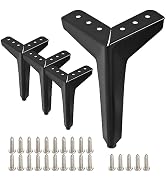 ZLY Metal Furniture Legs,Legs for Furniture Set of 4,Cabinet Legs Black, Modern Style Triangle Me...