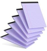 AILZFEI 6pcs Small Legal Pad 5x8 College Ruled Purple Legal Pads Paper Notepads 6 Pack Study Back...