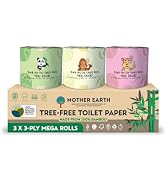 MOTHER EARTH Bamboo Toilet Paper - Ultra Soft & Strong 3-Ply Bath Tissue, 400 Sheets Per Roll, Hy...