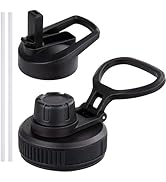 DOMICARE Straw Lid for Wide Mouth Water Bottles, Lids with 2 Straws Fit Replacement Lid for 16 22...