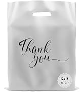 Rainbows & Lilies 100 Thank You Bags,12x15 Plastic Bags with Handles, Shopping Bags for Small Bus...