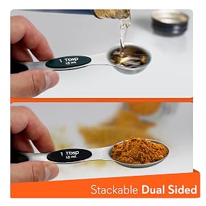 magnetic measuring spoons;measuring spoons magnetic;nesting measuring spoons;magnetic measuring cups
