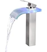Joitsvia LED Bathroom Sink Faucet, Waterfall Bathroom Faucet, Tall Bathroom Vessel Sink Faucet, B...