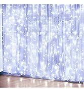 JMEXSUSS 300 LED White Curtain Lights Indoor with Remote, 8 Modes White Christmas String Lights P...