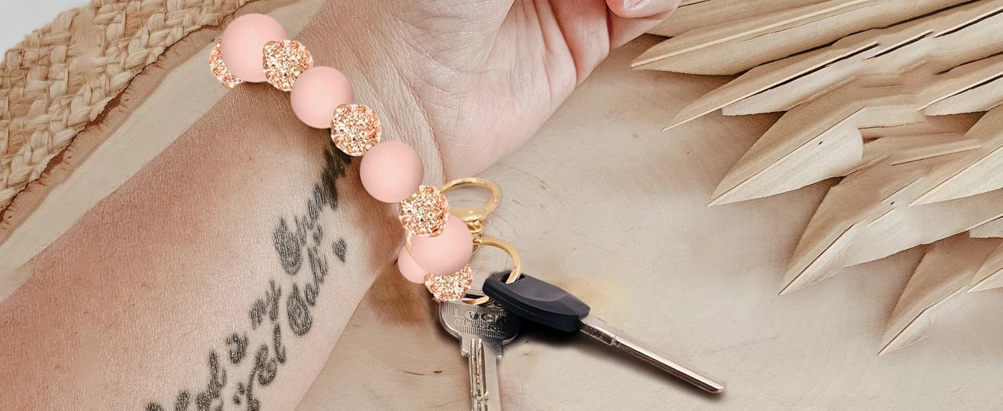 silicone beaded wristlet keychain black sparkle beaded keychain with wallet