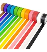 12PCS Colored Masking Tape, Colored Tape for Kids Art Supplies, DIY Craft Tape, Colored Painters ...