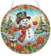 Eiflow Hanging Diamond Art Snowman Kit for Adults Christmas DIY Acrylic Diamonds Craft Painting O...