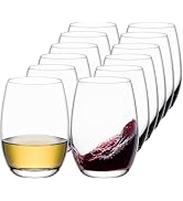 NORIMODA Stemless Wine Glasses Set of 12, 17oz Lead-Free Drinking Glasses for Red & White Wine, C...