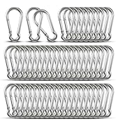 Small Carabiner Clip Hooks, 52pcs 2.36 inch Carabiners Heavy Duty, Galvanized Iron Spring Snap Ho...