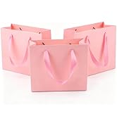 Ronvir 25pcs Premium Small Pink Gift Bags with Handles, 8.6 x 7 x 3.9 inch Thick Recycled Paper B...