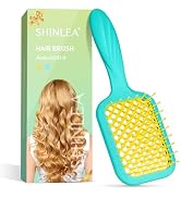 SHINLEA Vented Detangler Brush for Curly Thick Hair, Women Hairbrush with Soft Wave-Shaped Bristl...