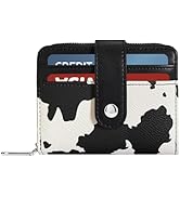 Sunwel Fashion Cow Prints Wallet Card Slots Small Wallet with Zipper Coin Pouch Wallet for Women ...