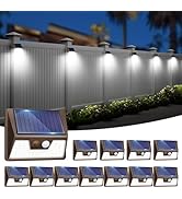 vighep 12 Pack Solar Fence Lights Waterproof, Motion Sensor Deck Lights Outdoor, Cold White LED O...