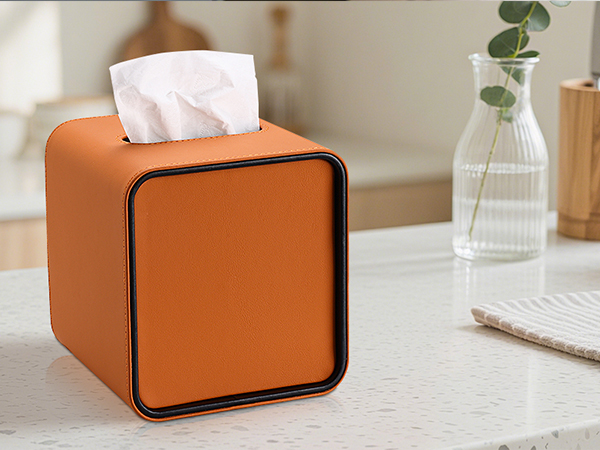 square tissue box cover orange