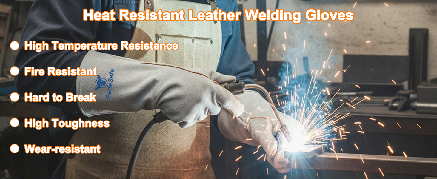 Welding Gloves for man woman 14 Inches 932? Heat Fire Resistant Leather Welding Glove