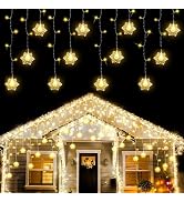 weillsnow Christmas Decorations, 360 LED Icicle Lights with Snowflake, 29.5 FT 72 Drops Icicle Li...