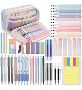 DazSpirit 61 PCS Aesthetic School Supplies with Cute Pen Case, Pastel Highlighters, Gel & Erasabl...