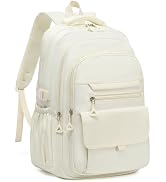 Phaoullzon Girls School Backpack for Boys, College Aesthetic Laptop Teen Bookbag for Travel,Beige