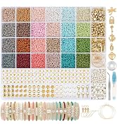 TEXGIZRLY 3mm Seed Beads for Bracelets Making, Friendship Bracelet Making Kit for Girls, 24 Color...