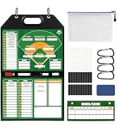Magnetic Baseball Lineup Board | Leather Cover, Foldable Coaching Board for Baseball & Softball w...