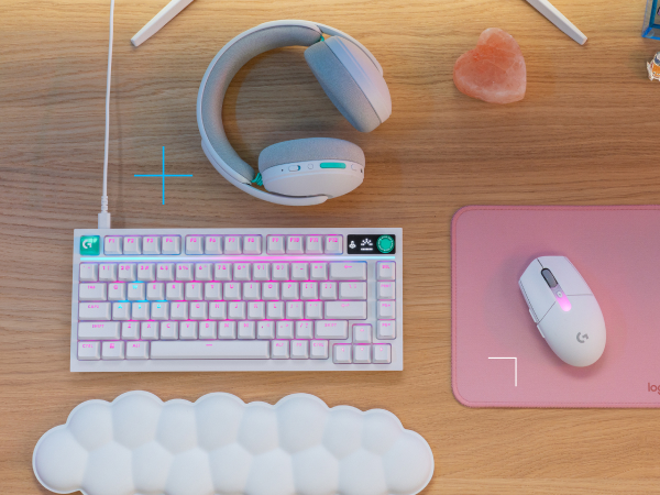 a headset, keyboard and a mouse
