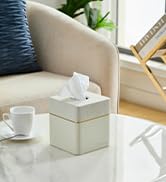 Cloudever Tissue Box Holder Cover Square, Modern PU Leather Decorative Tissue Cube Holder Organiz...