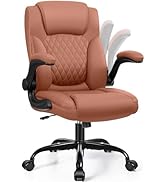 Leather Office Chair, PU Home Computer Desk Chairs with Ergonomic Back Support, 360°Swivel Free,S...