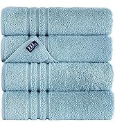 Hammam Linen Light Baby Blue Bath Towels 4-Pack - 27x54 Soft and Absorbent, Premium Quality Perfe...