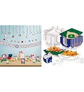 HonuGoGo Baseball Party Food Trays and Picks with Party Decorations Set - Food Boats, Picks, Bann...