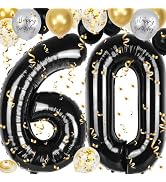 60th Birthday Decorations for Men Women, 40 inch 60 Balloon Numbers, 18 pcs 12 inch 60th Birthday...
