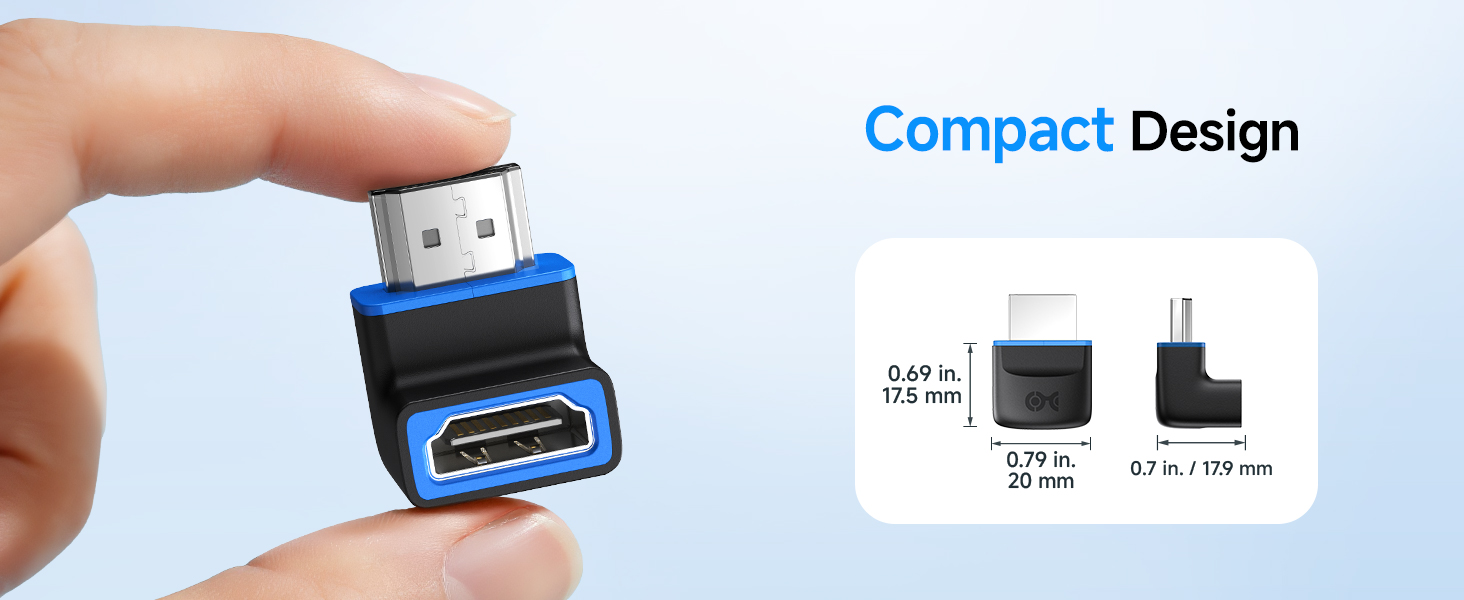 Combo-Pack 8K Flat Right Angle HDMI 2.1 Adapter with HDR, Supports 8K@60Hz / 4K@240Hz