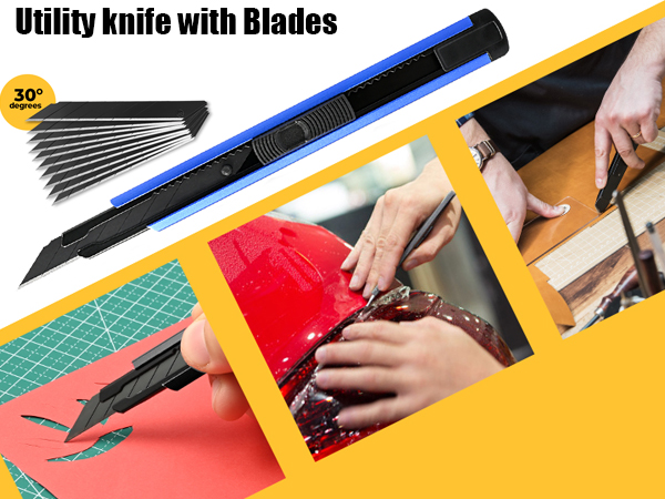 9MM Snap off Utility Knife with 10PCS Replacement Blades