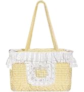 Sunwel Fashion Coquette Gingham Quilted Bag Cute Tote Bag with Zipper for Women