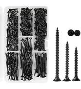 TJBTORJT Black Drywall Screws Assortment Kit,#6 (3/4",1",1-1/4",1-1/2",2"),230pcs Fine Thread She...