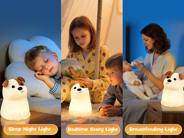 Squishy Puppy Dog Night Light with RGB Mode 3 Brightness