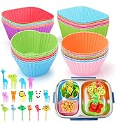100PCS Silicone Lunch Box Dividers for Kids Lunch Accessories Set, Including 24 Reusable Silicone...