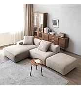 Acanva Luxury Modern Modular L-Shape Sectional Sofa Set, 3 Seat Upholstered Couch with Chaise Lou...