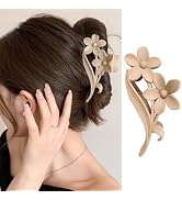 Hawaiian Flower Hair Clips Khaki Color Flower Claw Clips Non-slips Hair Claw Clips for Thick or L...