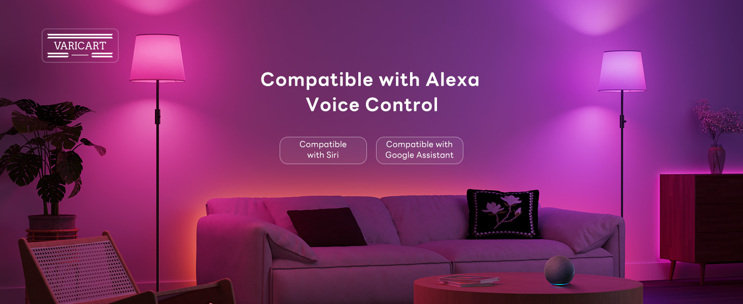 Smart LED RGBCW Floor Lamp Compatible with Alexa, App Control