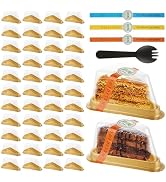 LDHHYH 100 Pack Cake Slice Container, Disposable Cheesecake Containers with Lid, Sticker and Fork...