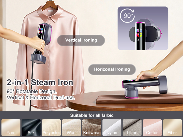 It can be ironed horizontally or vertically, and can rotate 180 degrees